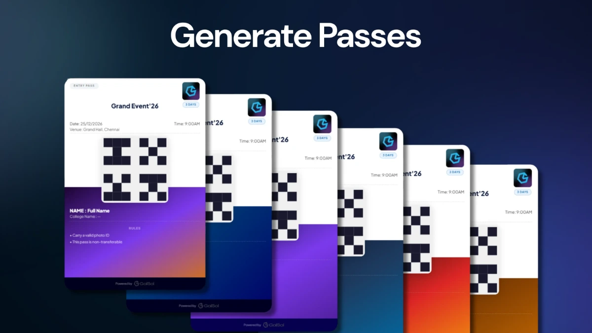 GS Forms Entry Pass — generated QR-coded attendee pass